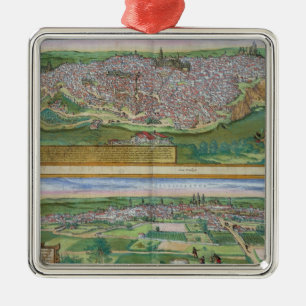 Map of Toledo and Valladolid, from 'Civitates Orbi Metal Tree Decoration
