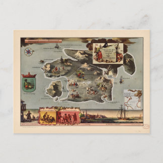 Map of Treasure Island by Robert Louis Stevenson Postcard