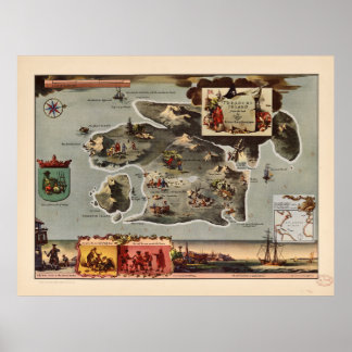 Map of Treasure Island by Robert Louis Stevenson Poster