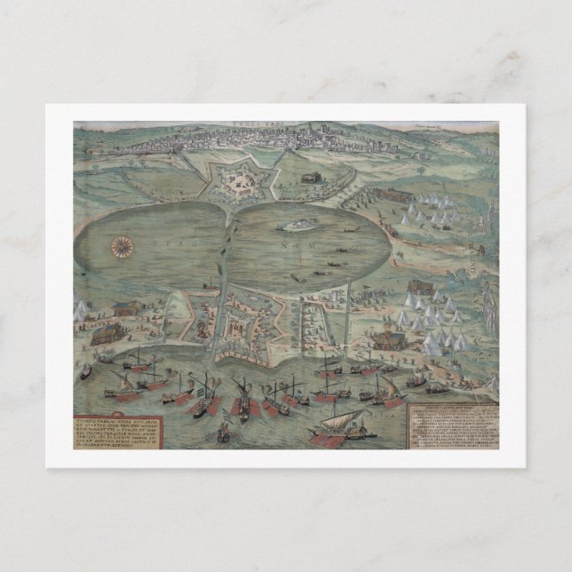 Map of Tunis, from 'Civitates Orbis Terrarum' by G Postcard (Front)