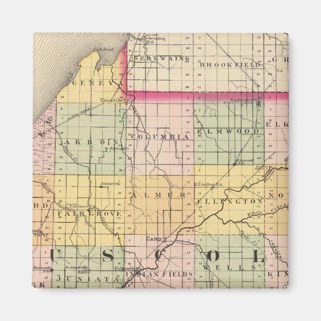 Map of Tuscola County, Michigan Magnet (Front)