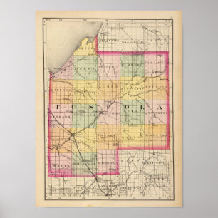Map of Tuscola County, Michigan Poster