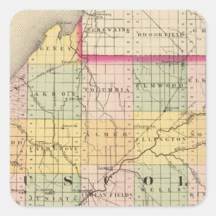 Map of Tuscola County, Michigan Square Sticker