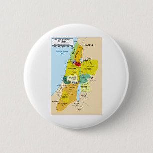 Map of Twelve Tribes of Israel from 1200 to 1050 6 Cm Round Badge