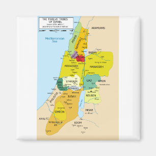 Map of Twelve Tribes of Israel from 1200 to 1050 Magnet