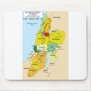 Map of Twelve Tribes of Israel from 1200 to 1050 Mouse Mat