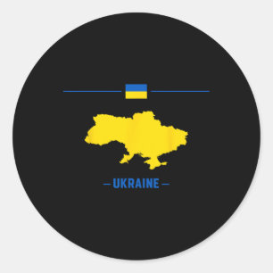 Map Of Ukraine Isolated With Flag And Name Of The Classic Round Sticker