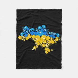 Map Of Ukraine With Flowers Ukrainian Power Fleece Blanket