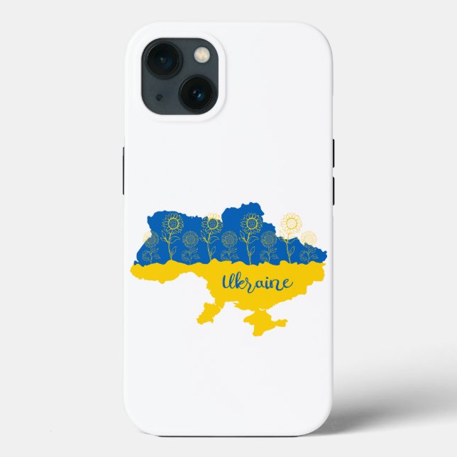 Map of Ukraine with sunflower and Ukrainian flag Case-Mate iPhone Case (Back)