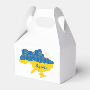 Map of Ukraine with sunflower and Ukrainian flag Favour Box