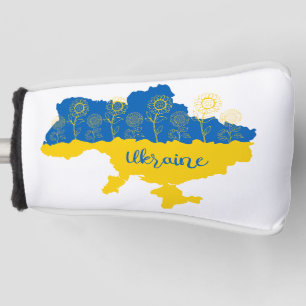 Map of Ukraine with sunflower and Ukrainian flag Golf Head Cover