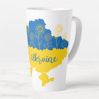 Map of Ukraine with sunflower and Ukrainian flag