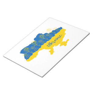 Map of Ukraine with sunflower and Ukrainian flag Notepad