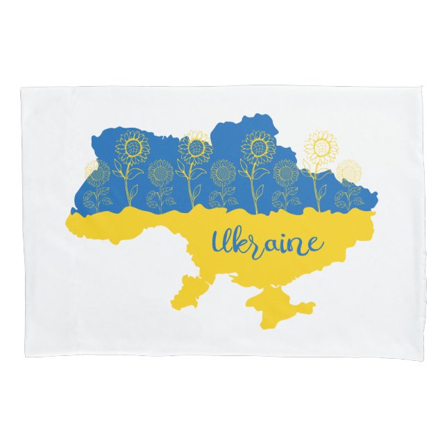 Map of Ukraine with sunflower and Ukrainian flag Pillowcase (Front-Left)