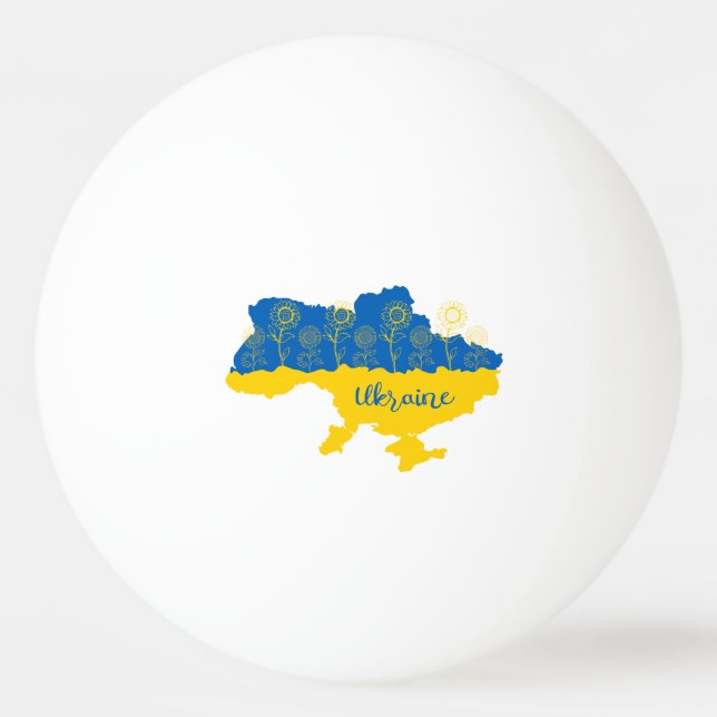 Map of Ukraine with sunflower and Ukrainian flag Ping Pong Ball (Front)