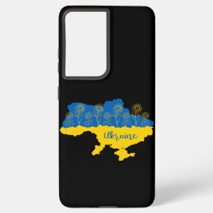Map of Ukraine with sunflower and Ukrainian flag Samsung Galaxy Case
