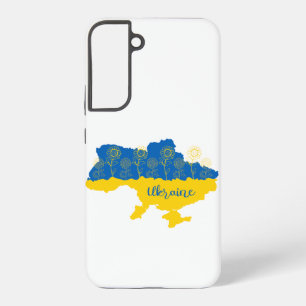Map of Ukraine with sunflower and Ukrainian flag Samsung Galaxy Case