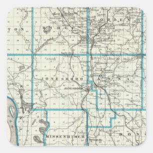 Map of Union County Square Sticker