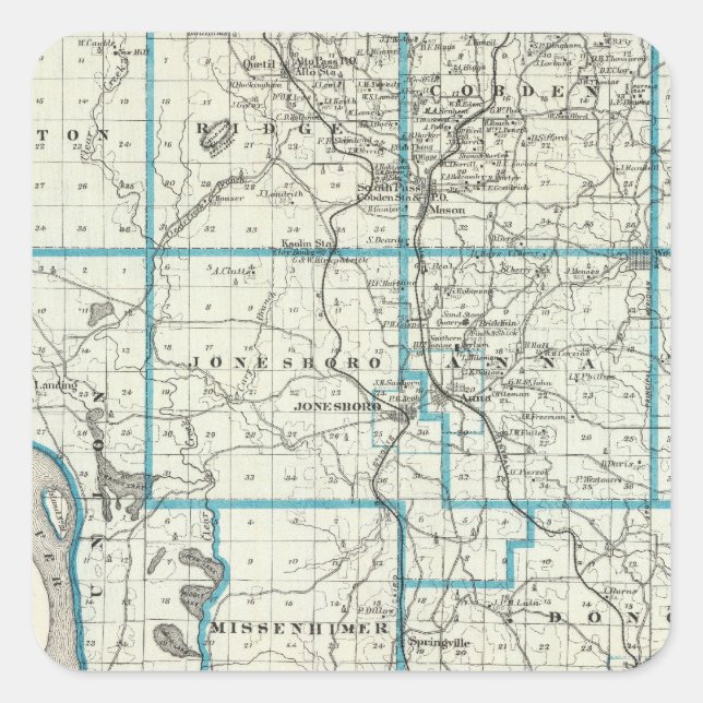 Map of Union County Square Sticker (Front)