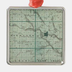 Map of Union County, State of Iowa Metal Tree Decoration