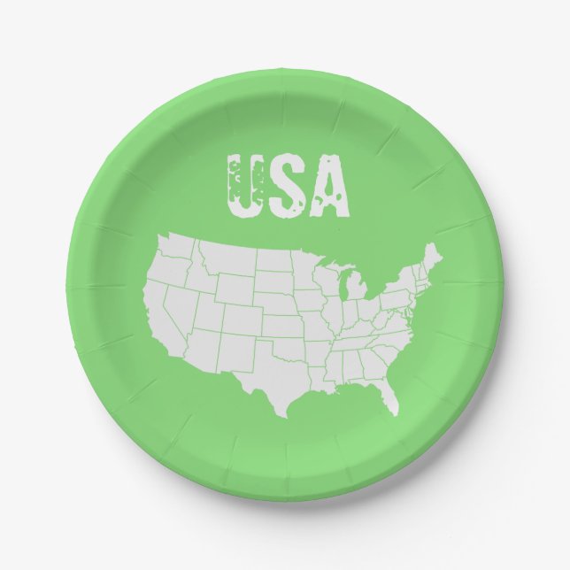 Map of United States  colourful Paper Plate (Front)