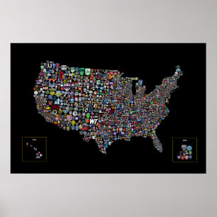 Map Of USA Soccer Poster