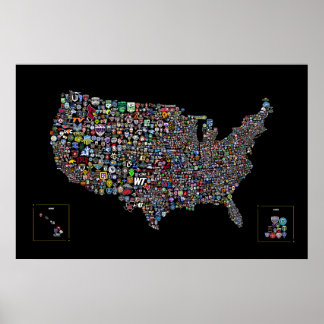 Map Of USA Soccer Poster