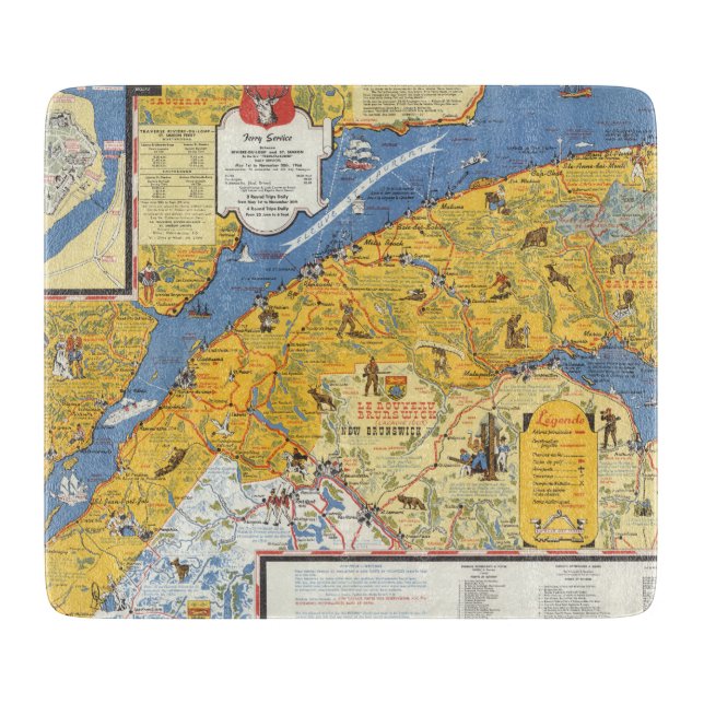 Map of Vacanes, Quebec, Gaspesie (Canada) Cutting Board (Front)