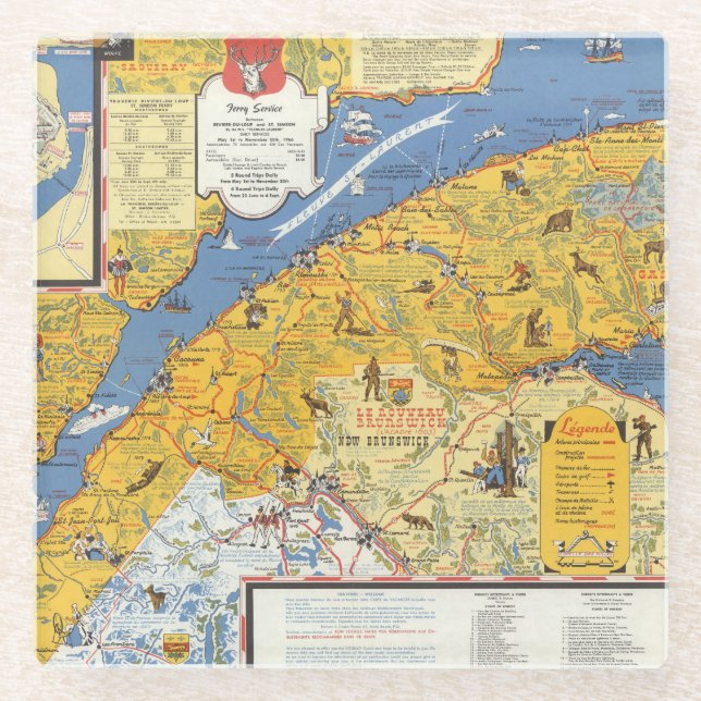 Map of Vacanes, Quebec, Gaspesie (Canada) Glass Coaster (Front)