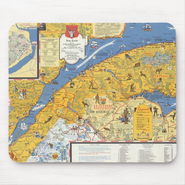 Map of Vacanes, Quebec, Gaspesie (Canada) Mouse Mat (Front)