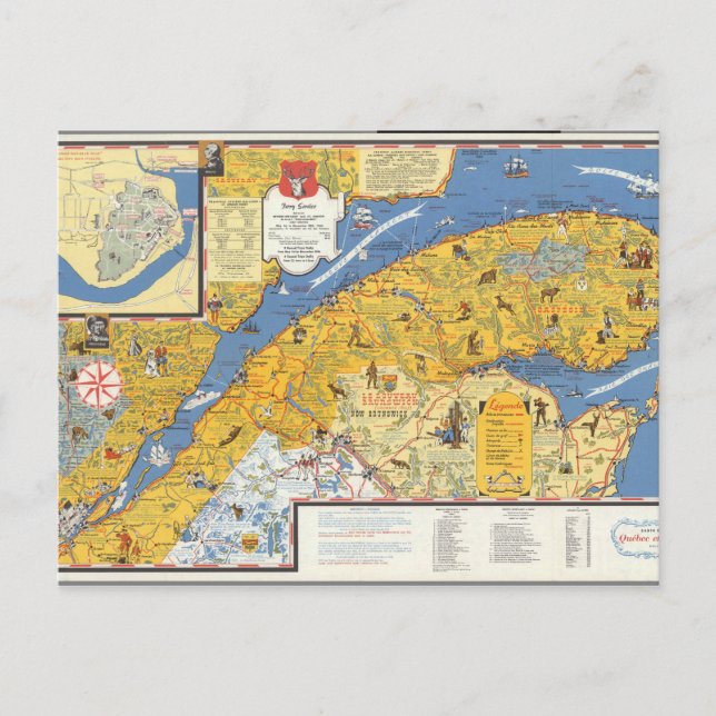 Map of Vacanes, Quebec, Gaspesie (Canada) Postcard (Front)