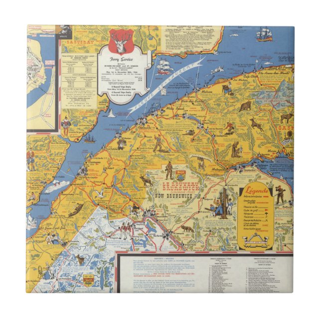 Map of Vacanes, Quebec, Gaspesie (Canada) Tile (Front)