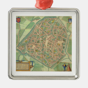 Map of Valencia, from 'Civitates Orbis Terrarum' b Metal Tree Decoration