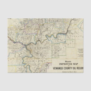Map of Venango County Oil Regions Tissue Paper