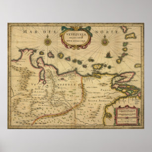 Map of Venezuela by Hendrik Hondius (1630) Poster