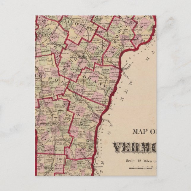 Map of Vermont Postcard (Front)