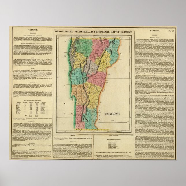 Map Of Vermont Poster (Front)