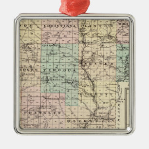 Map of Vernon County, Arcadia and Viroqua Metal Tree Decoration