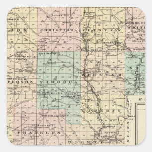 Map of Vernon County, Arcadia and Viroqua Square Sticker