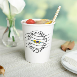 Map of Virgin Islands US, Postal Passport Stamp Paper Cups