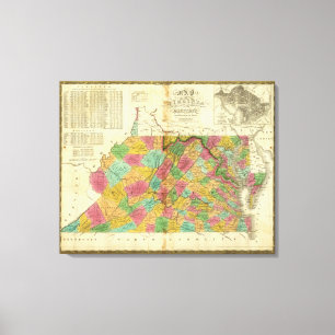 Map of Virginia and Maryland Canvas Print
