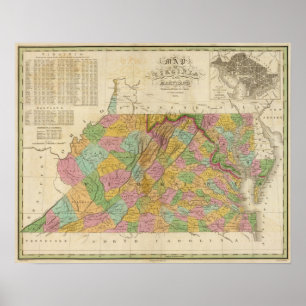 Map Of Virginia And Maryland Poster