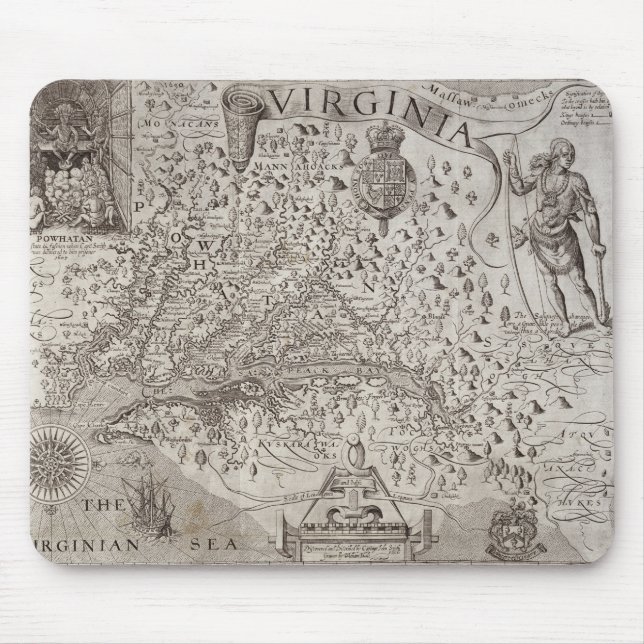 Map of Virginia, discovered and described by Capta Mouse Mat (Front)