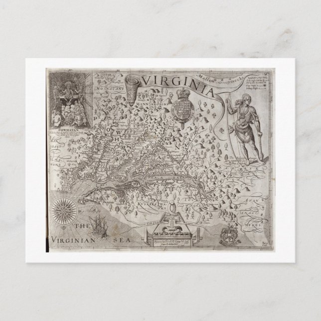 Map of Virginia, discovered and described by Capta Postcard (Front)