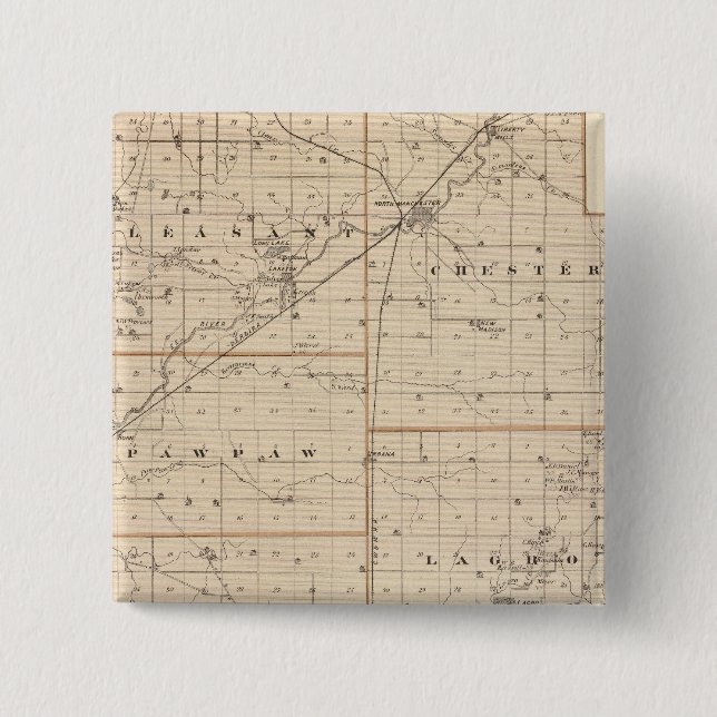 Map of Wabash County 15 Cm Square Badge (Front)