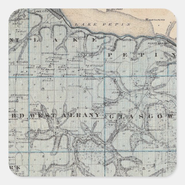 Map of Wabasha County, Minnesota Square Sticker (Front)