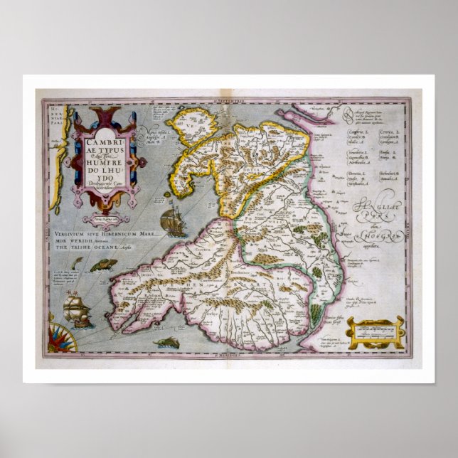 Map of Wales, published c.1630 (hand-colored engr Poster (Front)