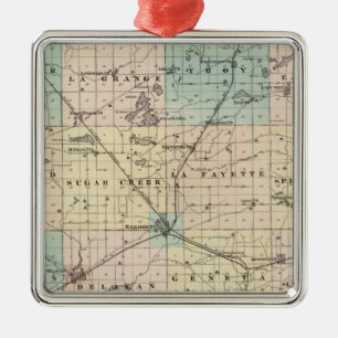 Map of Walworth County, State of Wisconsin Metal Tree Decoration