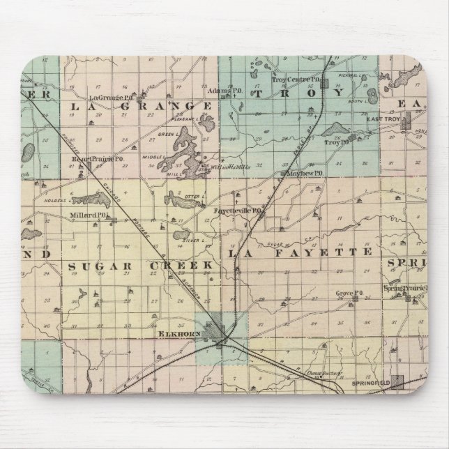 Map of Walworth County, State of Wisconsin Mouse Mat (Front)
