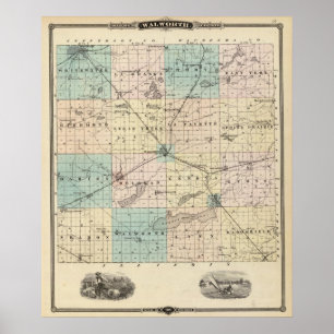 Map of Walworth County, State of Wisconsin Poster